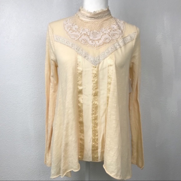 Free people high neck embroidered blouse - Picture 1 of 7